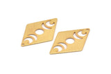 Gold Diamond Charm, 2 Textured Gold Plated Brass Moon Charms With 1 Hole, Rhombus Blanks (40x26x0.80mm) M01528 Q0277