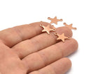 Rose Gold Star Charm, 10 Rose Gold Plated Brass Star Charms With 2 Loops (16x12x0.80mm) M01543