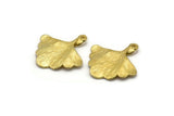 Gingko Leaf Pendant, Raw Brass Leaf Charms (26x25mm) N0393