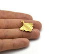 Gingko Leaf Pendant, Raw Brass Leaf Charms (26x25mm) N0393