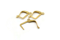 Plain Leverback Earring, 100 Raw Brass Plain Leverback Earring Findings (13x10mm) Brsl 90 A0961
