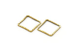 Brass Square , 50 Raw Brass Square Connectors With Faceted One Side (14x0.85mm) N0541