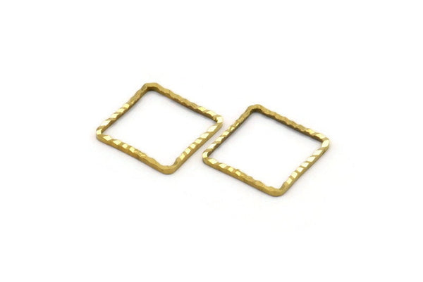 Brass Square , 50 Raw Brass Square Connectors With Faceted One Side (14x0.85mm) N0541