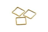 Brass Square , 50 Raw Brass Square Connectors With Faceted One Side (14x0.85mm) N0541