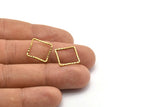 Brass Square , 50 Raw Brass Square Connectors With Faceted One Side (14x0.85mm) N0541