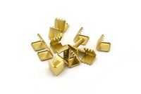 Brass Ribbon Crimp, 30 Raw Brass Ribbon Crimp Ends Without Loop (9x8mm) Findings A0638