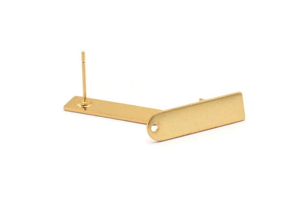 Stud Earring - 4 Gold Plated Brass Stud Earrings With 1 Hole (23x6x0.80mm) M951 A1550