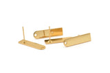Stud Earring - 4 Gold Plated Brass Stud Earrings With 1 Hole (23x6x0.80mm) M951 A1550