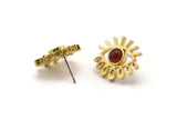 Brass Eye Earring, 4 Raw Brass Eye Stud Earrings With 5mm Pad (19x17x2mm) N1742