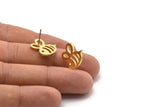 Brass Bee Earring, 4 Raw Brass Bee Stud Earrings (17x15x1.2mm) N1745