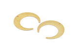 Gold Moon Charm, 2 Textured Gold Plated Brass Crescent Moon Charms With 1 Hole (30x28x0.80mm) A1859