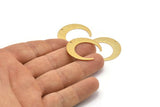 Gold Moon Charm, 2 Textured Gold Plated Brass Crescent Moon Charms With 1 Hole (30x28x0.80mm) A1859