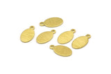 Brass Oval Charm, 24 Textured Raw Brass Oval Charms With 1 Loop, Blanks (14x8x0.80mm) M02574