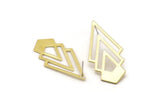 Brass Triangle Earring, 4 Raw Brass Diamond Stud Earrings (46x22x1mm) M01558 A2461