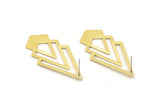 Brass Triangle Earring, 4 Raw Brass Diamond Stud Earrings (46x22x1mm) M01558 A2461