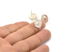Silver Eye Earring, 2 925 Silver Brass Eye Stud Earrings With 1 Loop (13x15mm) N1170