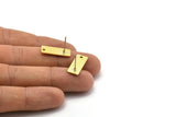 Brass Rectangle Earring, 10 Textured Raw Brass Rectangle Stud Earrings With 1 Hole (20x8x0.80mm) A1883 A2248