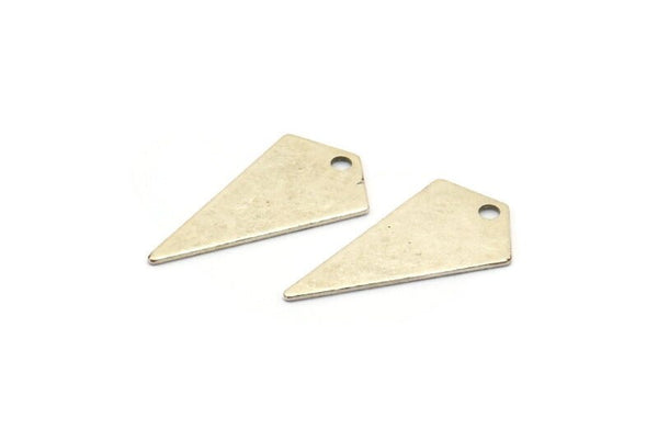 Tiny Necklace Triangle, 10 Antique Silver Plated Brass Triangle Charms With 1 Hole (22x12x0.60mm) D0346