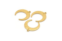 Pirinç Ay Tılsımı, 1 Halka ve 1 Delikli 24 Ham Pirinç Hilal Ay Tılsımı, Bağlantı Parçaları (19x18x1mm) D0708