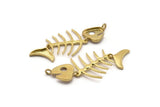 Fish Bone Pendant, Raw Brass Fish Bone Pendants, Necklace Finding, Jewelry Design (71x33x2.4mm) N0217