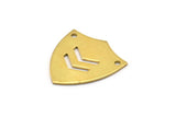 Brass Stamping Shield, 8 Raw Brass Stamping Shield With 2 Holes With Chevron (24x22x0.80mm) B0181