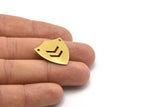 Brass Stamping Shield, 8 Raw Brass Stamping Shield With 2 Holes With Chevron (24x22x0.80mm) B0181