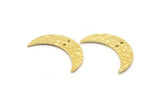 Hammered Moon Crescent Charm, Raw Brass Hammered Moons with 2 Holes  (30x8x1.2mm) N0387