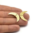 Hammered Moon Crescent Charm, Raw Brass Hammered Moons with 2 Holes  (30x8x1.2mm) N0387