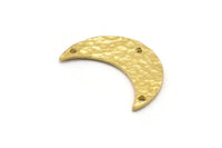 Hammered Moon Crescent Charm, Raw Brass Hammered Moons with 3 Holes Pendant (25x9x1.2mm) N0386
