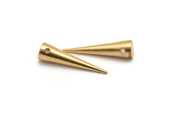 Pirinç Sivri Uçlu Kolye, 6 Ham Pirinç Sivri Uçlu Kabile Kolyesi, Kolye Ucu, Mücevher Parçaları (27x7mm) A0765