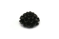 4 Pcs Black 19 Mm Chrysanthemum Cabochon T003