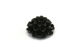 4 Pcs Black 19 Mm Chrysanthemum Cabochon T003