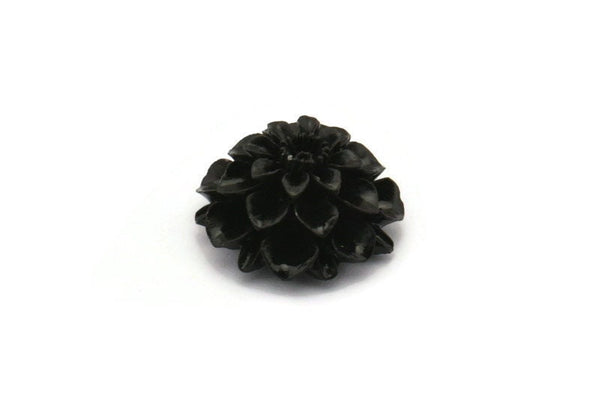 4 Pcs Black 19 Mm Chrysanthemum Cabochon T003