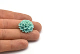 Flower Cabochons, 2 Light Blue Chrysanthemum Flower Cabochons (24x11mm) T038