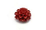 Flower Cabochons, 2 Red Chrysanthemum Flower Cabochons (36x20mm) T038
