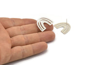 Earring Studs, 2 925 Silver - U Shape Earrings - Silver Earrings - Earrings (20x24x1mm) N1462
