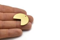 Brass Pizza Slice, 10 Raw Brass Three Quarters Stamping Blank Pendants with 1 Hole (30x25x0.80mm) B0169