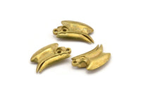 Bird Skull Charm, 4 Raw Brass Bird Skull Necklace Pendants with 1 Loop (25x15x4.5mm) N0488