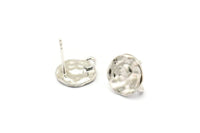 Silver Round Earring, 2 925 Silver Round Earring Studs, With 1 Loop (11mm) N1213 H0269
