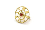 Brass Ring Settings, 1 Raw Brass Moon Phases Ring With 1 Stone Setting - Pad Size 6mm V133