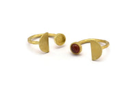 Brass Ring Settings, 10 Raw Brass Moon And Planet Ring With 1 Stone Setting - Pad Size 6mm R053