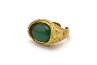 Duke Ring Settings - 1 Raw Brass Duke Adjustable Ring Setting with Pad Size 13x18mm E389