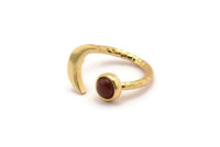 Gold Ring Settings, 1 Gold Plated Brass Moon And Planet Ring With 1 Stone Setting - Pad Size 6.2mm BS 1964 Q0120