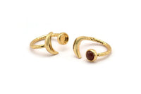 Gold Ring Settings, 1 Gold Plated Brass Moon And Planet Ring With 1 Stone Setting - Pad Size 6.2mm BS 1964 Q0120