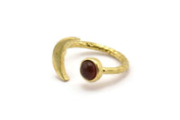 Brass Ring Settings, 10 Raw Brass Moon And Planet Ring With 1 Stone Setting - Pad Size 6.2mm BS 1964