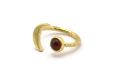 Brass Ring Settings, 10 Raw Brass Moon And Planet Ring With 1 Stone Setting - Pad Size 6.2mm BS 1964