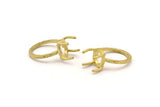 Claw Ring Blank, Raw Brass Ring Settings with 4 Claws, Ring Blanks N0105-16.5