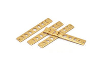 Gold Rectangle Charm, 4 Hammered Gold Plated Brass Moon Phases Charms With 1 Hole, Stamping Blanks (40x6x0.80mm) M01514