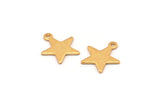 Gold Star Charm, 10 Textured Gold Plated Brass Star Charms With 1 Loop (14x13x0.80mm) M01579
