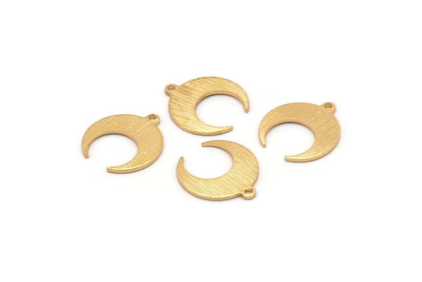 Gold Moon Charm, 6 Textured Gold Plated Brass Crescent Moon With 1 Loop, Earrings (16x14x0.80mm) M01572